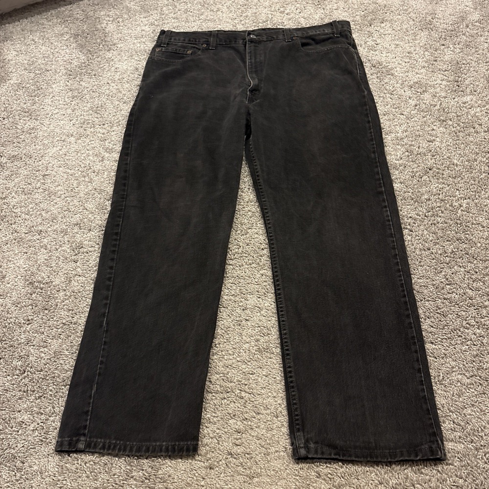 VINTAGE Levis 505 Regular Fit Jeans Mens 42x30 Faded Black Denim Made in Canada